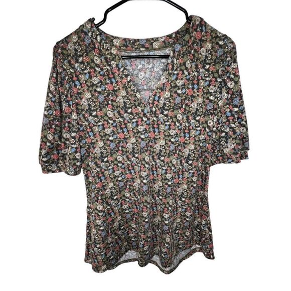 Unbranded Floral Patterned Short Sleeve Flowy Blouse - Picture 1 of 4